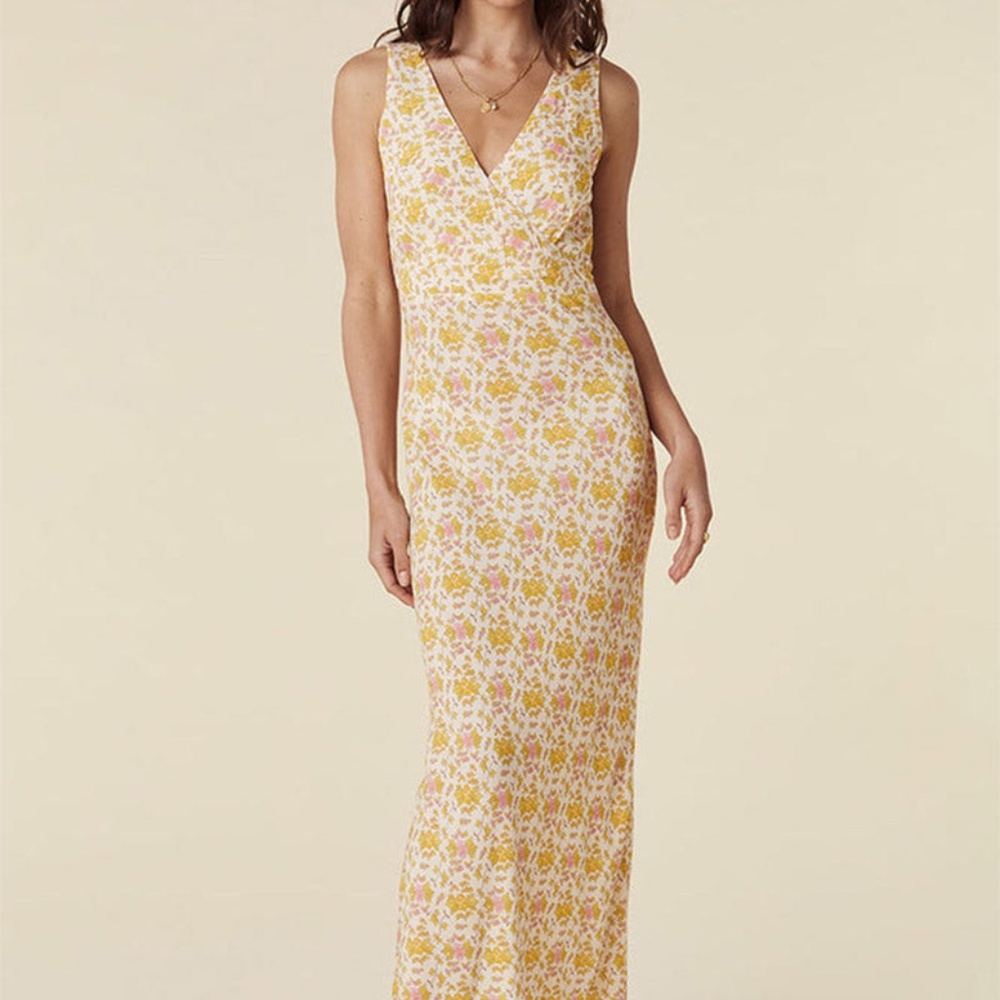 Spell yellow rose bias maxi dress honeysuckle